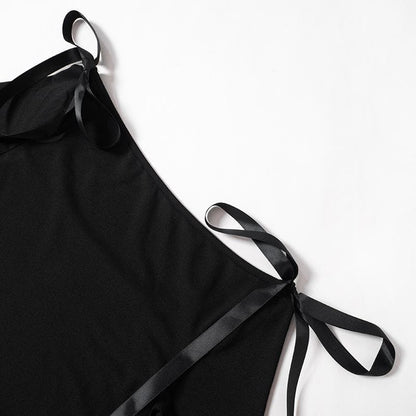 Bowknot solid long sleeve off shoulder 2-way top