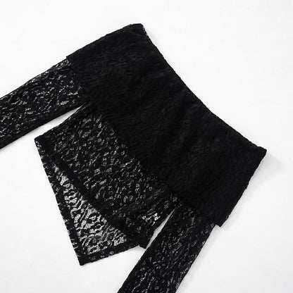 Off shoulder long sleeve lace top