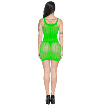 Fishnet patchwork net solid tank mini dress