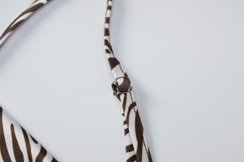 Zebra Print Criss Cross Back Cowl Neck Mermaid Maxi Dress
