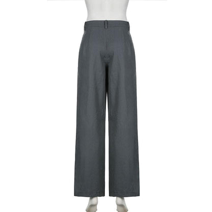 Zip-up wide leg medium rise pant