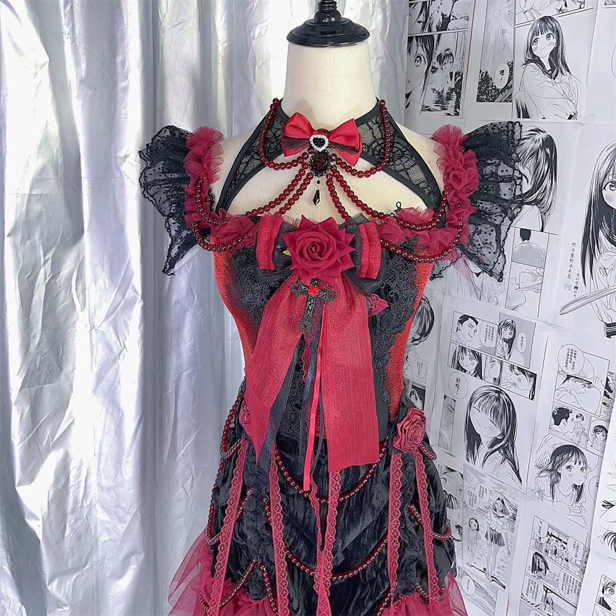 Bowknot ruffle mesh beaded shrug 2 piece cami mini dress