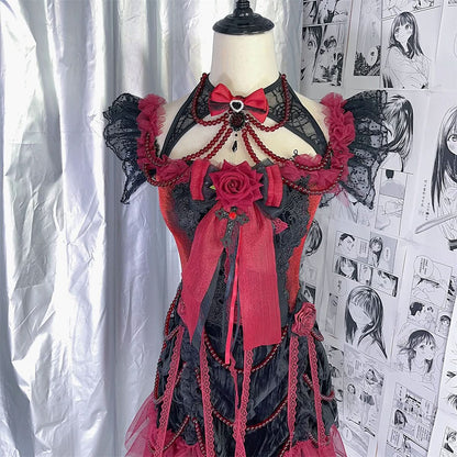 Bowknot ruffle mesh beaded shrug 2 piece cami mini dress