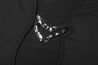 Hollow out metal applique cut out maxi dress-final-sale