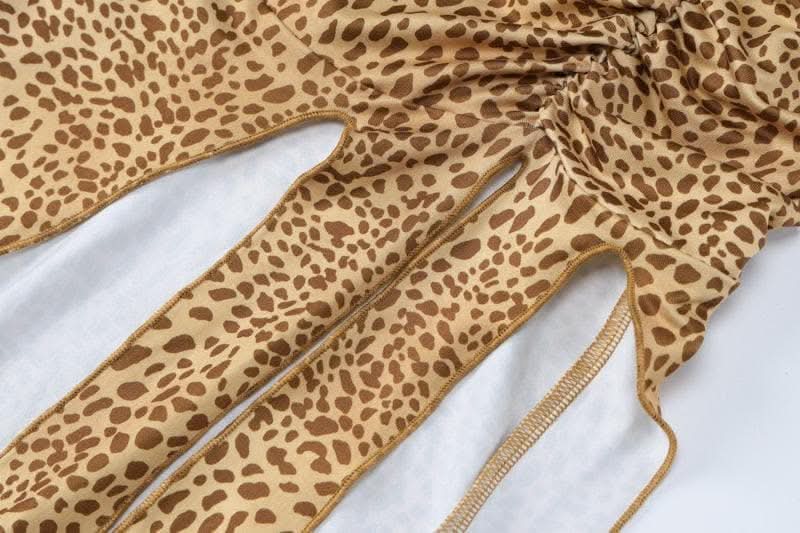 Halter cowl neck print high slit ruched maxi dress-final-sale