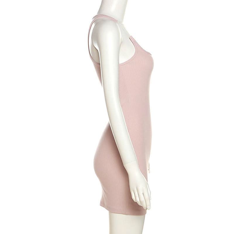 U neck solid cami mini dress