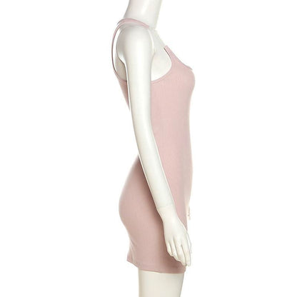 U neck solid cami mini dress