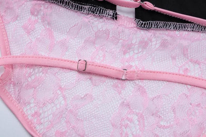 Halter patchwork lace deep v neck maxi dress