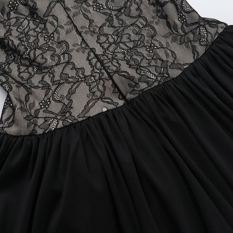 U neck corset lace patchwork tube mini dress