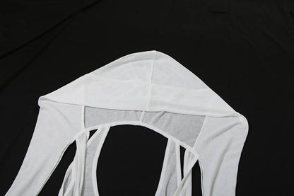 Hoodie long sleeve hollow out shrug mini skirt set