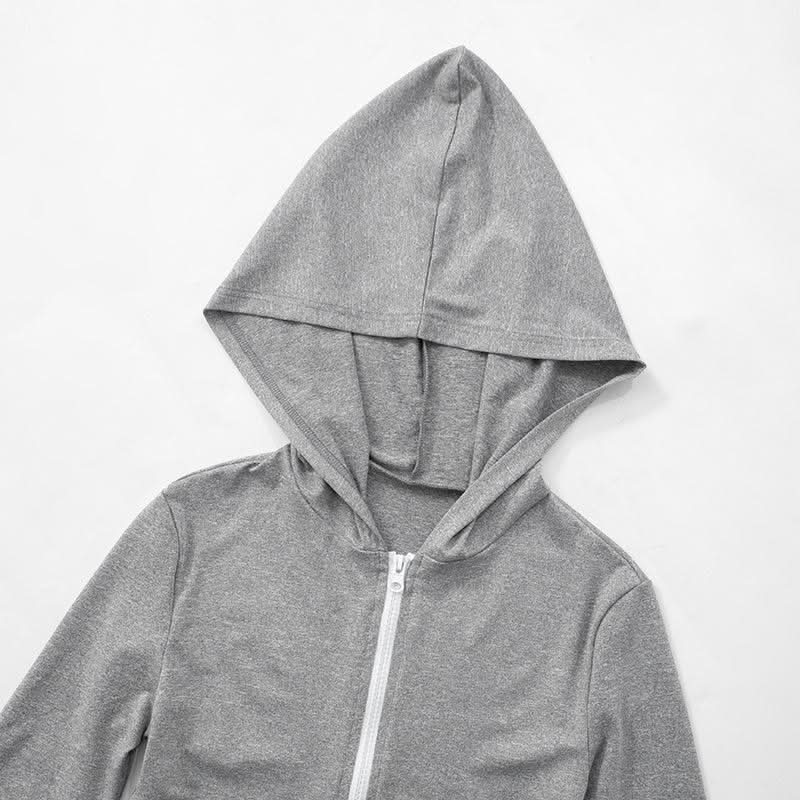 Hoodie zip-up contrast sports pants set