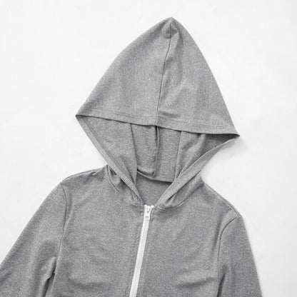 Hoodie zip-up contrast sports pants set