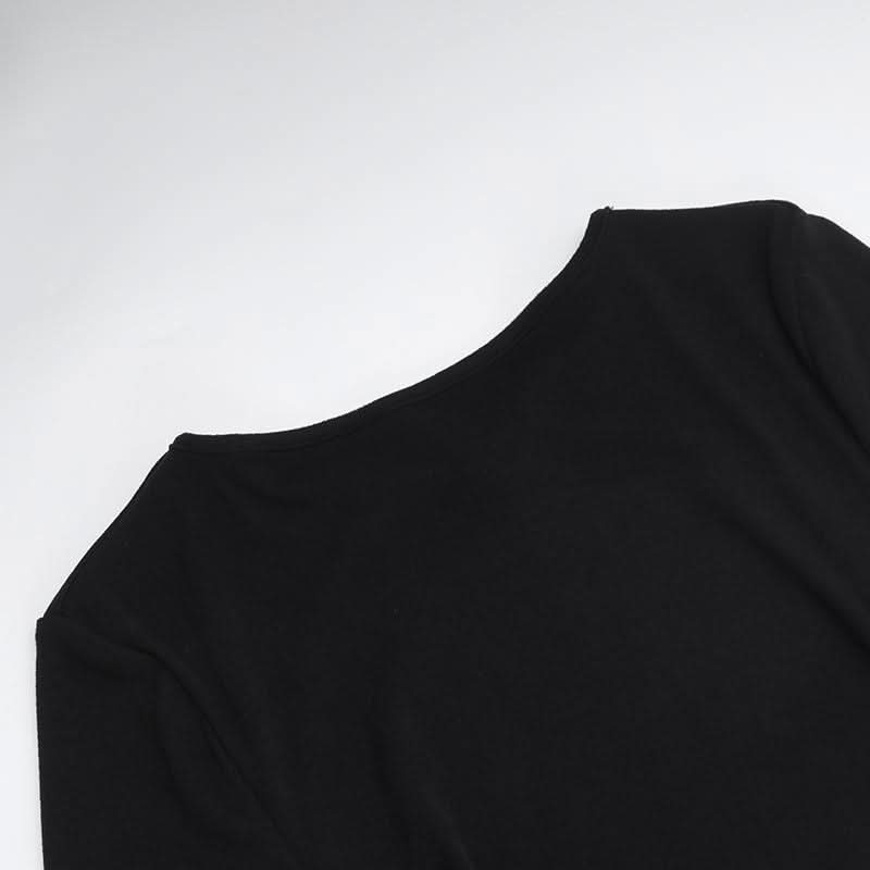 Long sleeve hollow out buckle crewneck cut out maxi dress