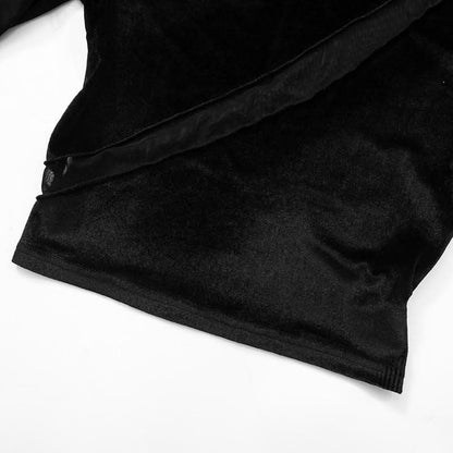 High neck mesh velvet patchwork long sleeve crop top