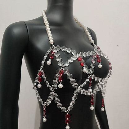 Halter hollow out tassels backless crop cut out top