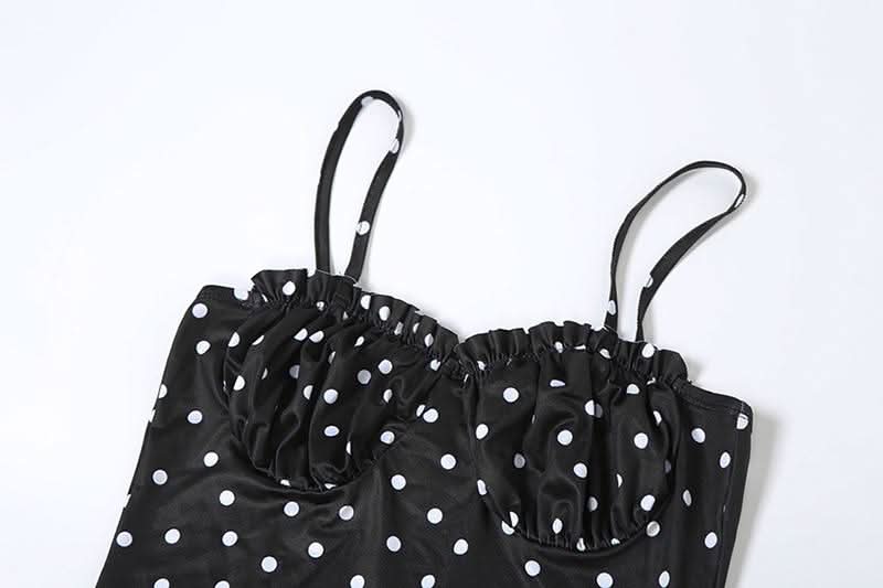 Polka dot ruched cami maxi dress