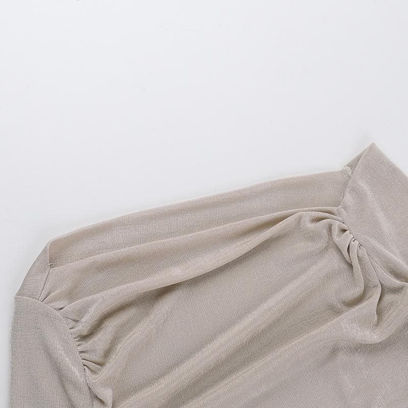 Long sleeve one shoulder ruched top