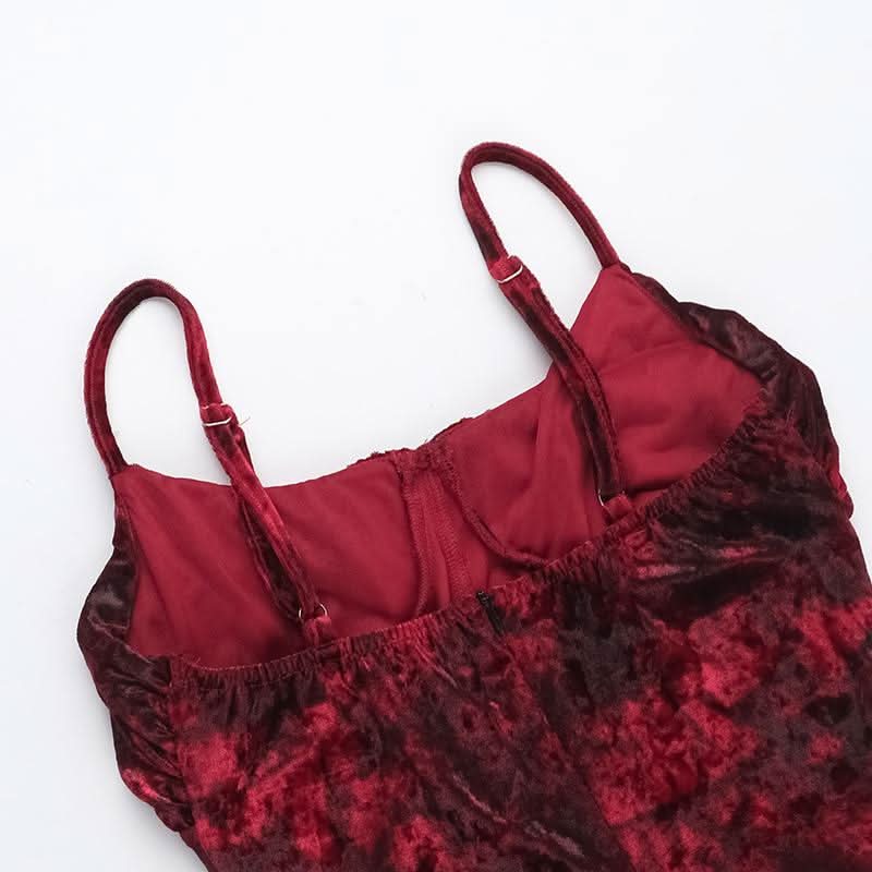 Ruched v neck zip-up print contrast cami maxi dress