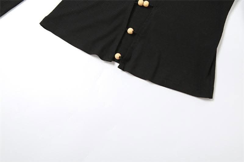 Beaded contrast long sleeve v neck ruched top-final-sale