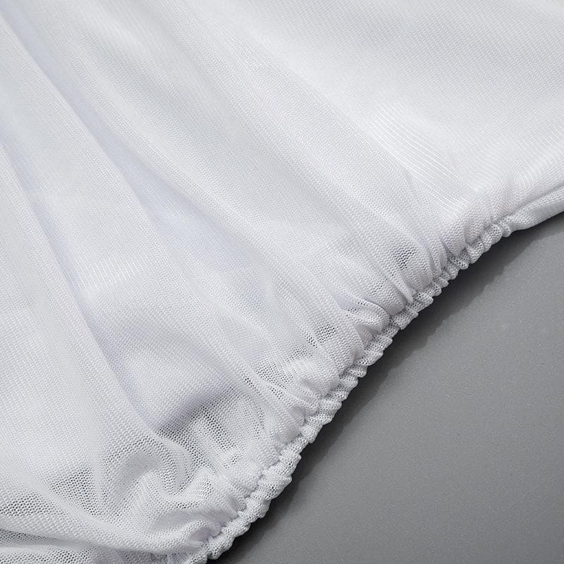 Ruched mesh high slit backless cami maxi dress