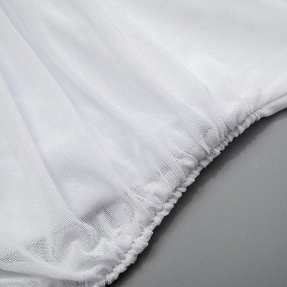 Ruched mesh high slit backless cami maxi dress