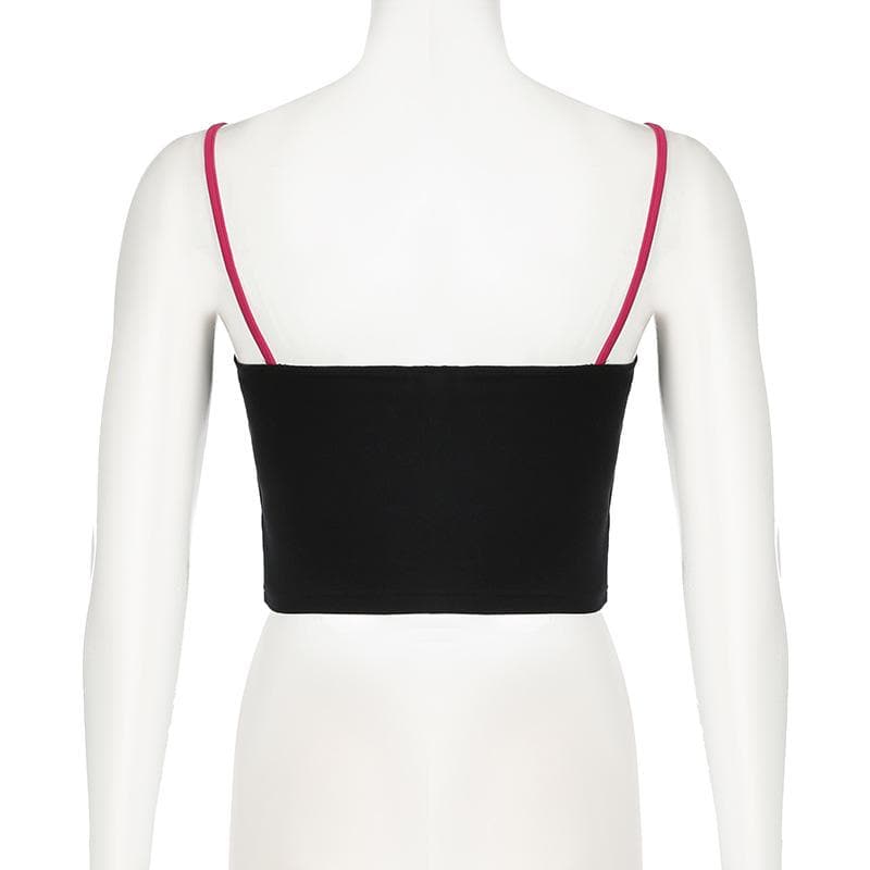 Lace hem bowknot backless cami top