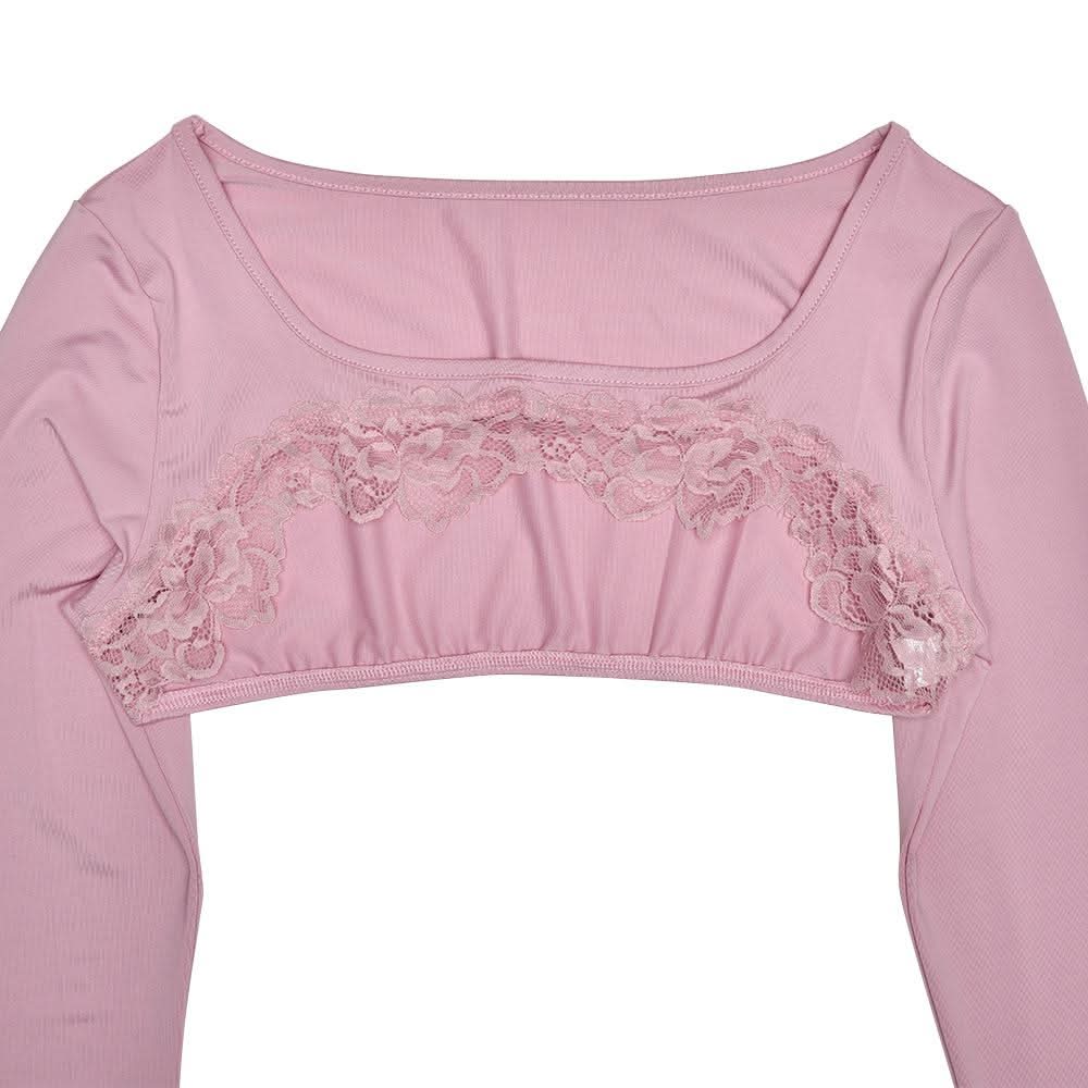 Long sleeve ruffle slit lace hem shrug 2 piece maxi dress