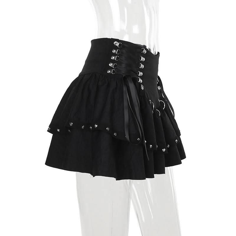 Lace up self tie o ring mini skirt