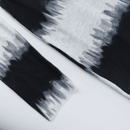 Irregular long sleeve one shoulder striped maxi dress