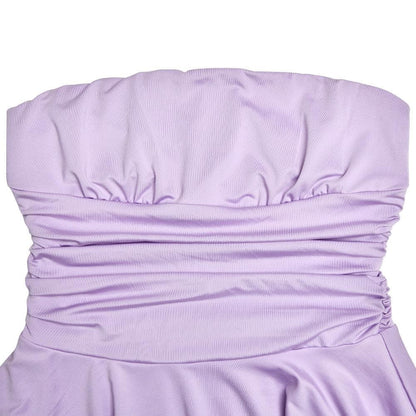 Ruched backless solid ruffle tube mini dress