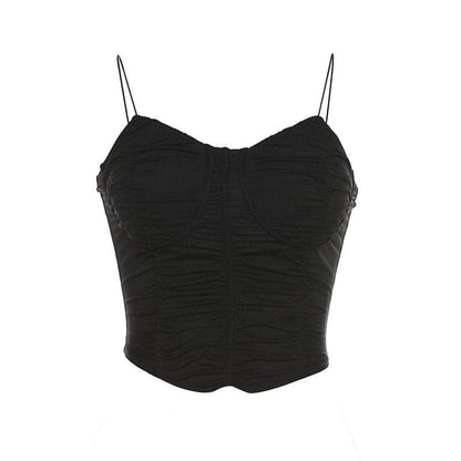 Sleeveless solid v neck ruched backless cami top