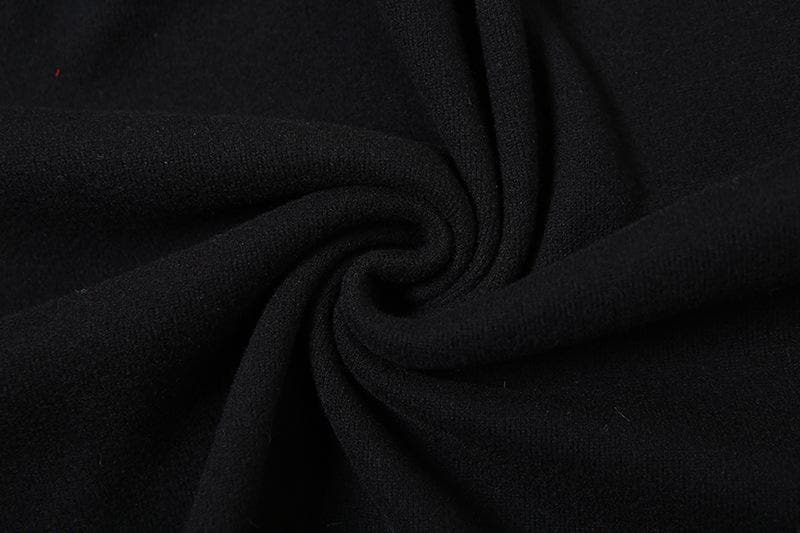 Flower applique off shoulder long flared sleeve slit mini dress