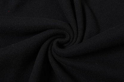 Flower applique off shoulder long flared sleeve slit mini dress