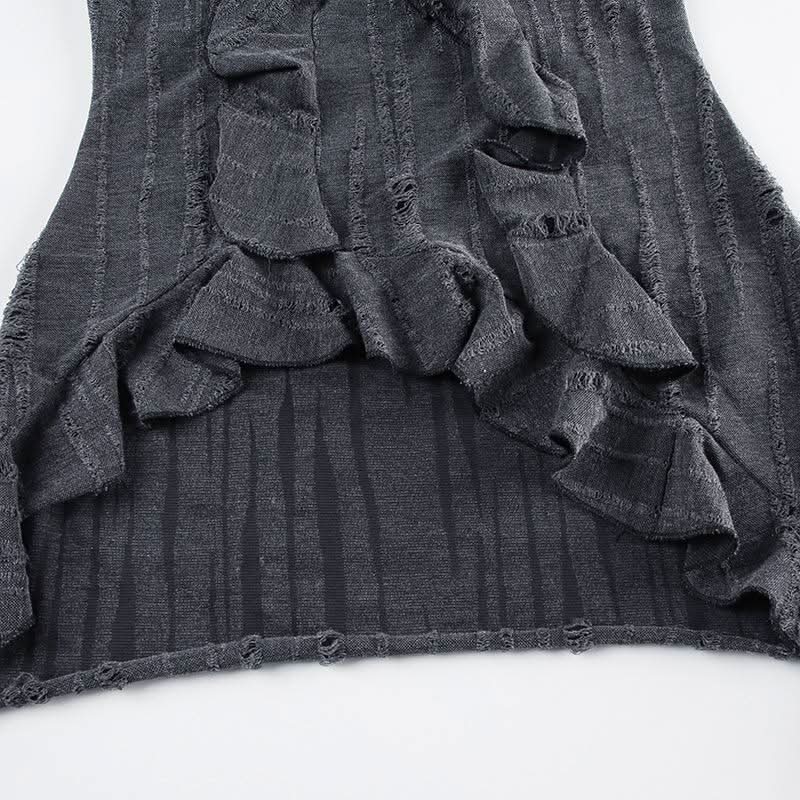 Hoodie long sleeve ruffle top