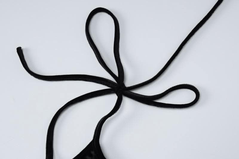 Self tie mesh patchwork backless velvet solid cami maxi dress-final-sale