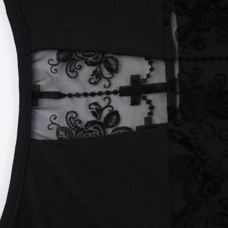 Long sleeve round neck cross print top