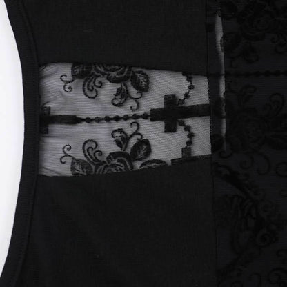 Long sleeve round neck cross print top