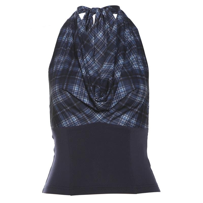 Halter cowl neck backless top