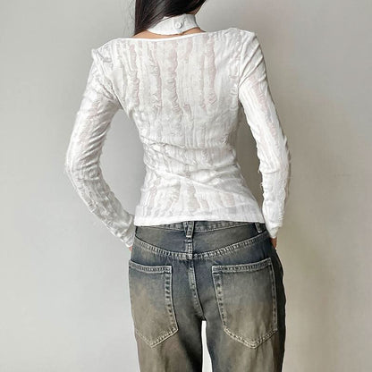Long sleeve cowl neck solid 2 piece top