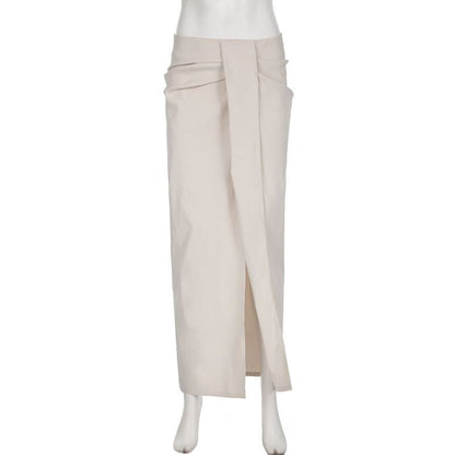 Slit zip-up solid maxi skirt