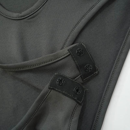Hollow out long sleeve irregular self tie button bodysuit