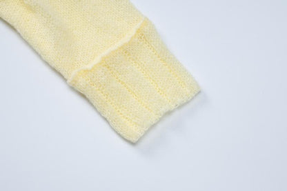 Long sleeve off shoulder bowknot ribbon ruffle ribbed knitted top