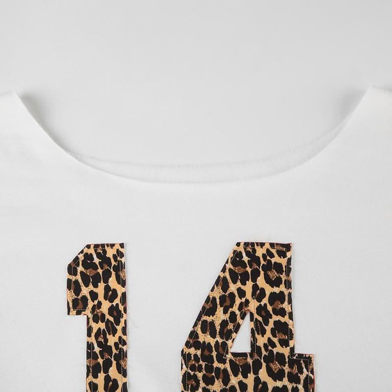 Long sleeve leopard print "14" pattern top