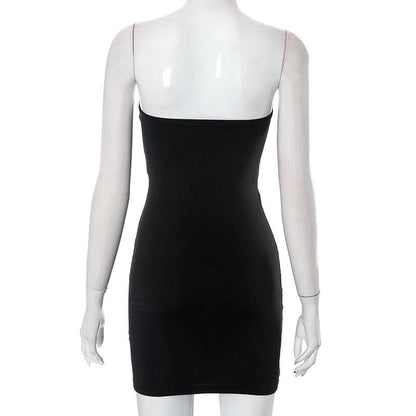 Hollow out bowknot solid backless tube cut out mini dress