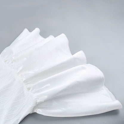 Long flared sleeve ruffle mini dress