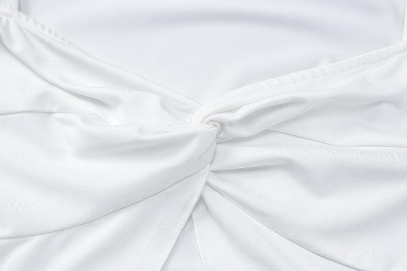 Long sleeve ruched sweetheart neck slit crop top