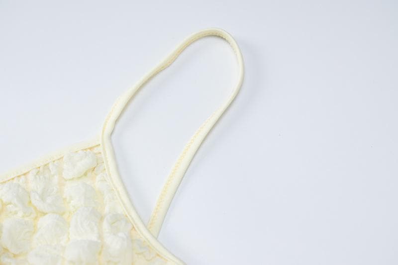 Solid hollow out waffle backless cami cut out midi dress