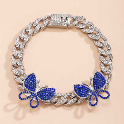 Rhinestone Decor Butterfly Charm Anklet