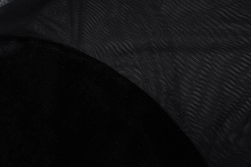 Self tie mesh patchwork backless velvet solid cami maxi dress