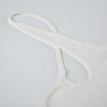 Halter hollow out flower print backless cut out top